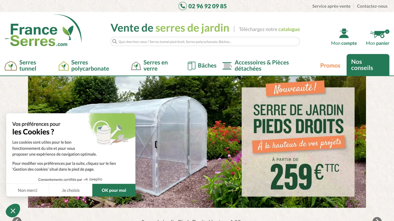 Page d’accueil du site de France Serres