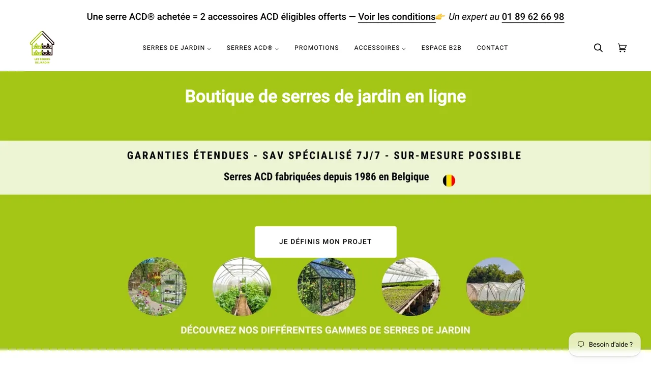 Page d’accueil du site de Les Serres de Jardin